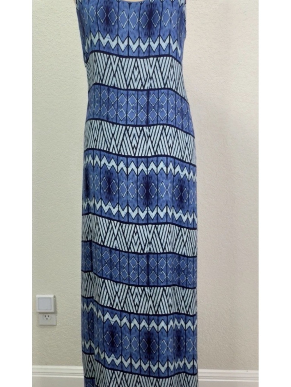 Rory Beca for Metropark Blue Silk Geometric Tribal Print Maxi Dress Size M - Picture 1 of 4